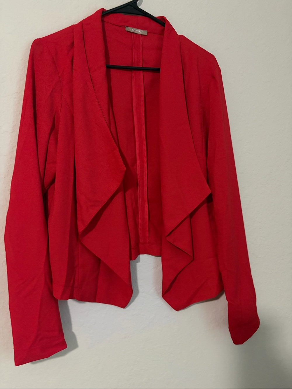 Orsay Red Draped Open-Front Blazer